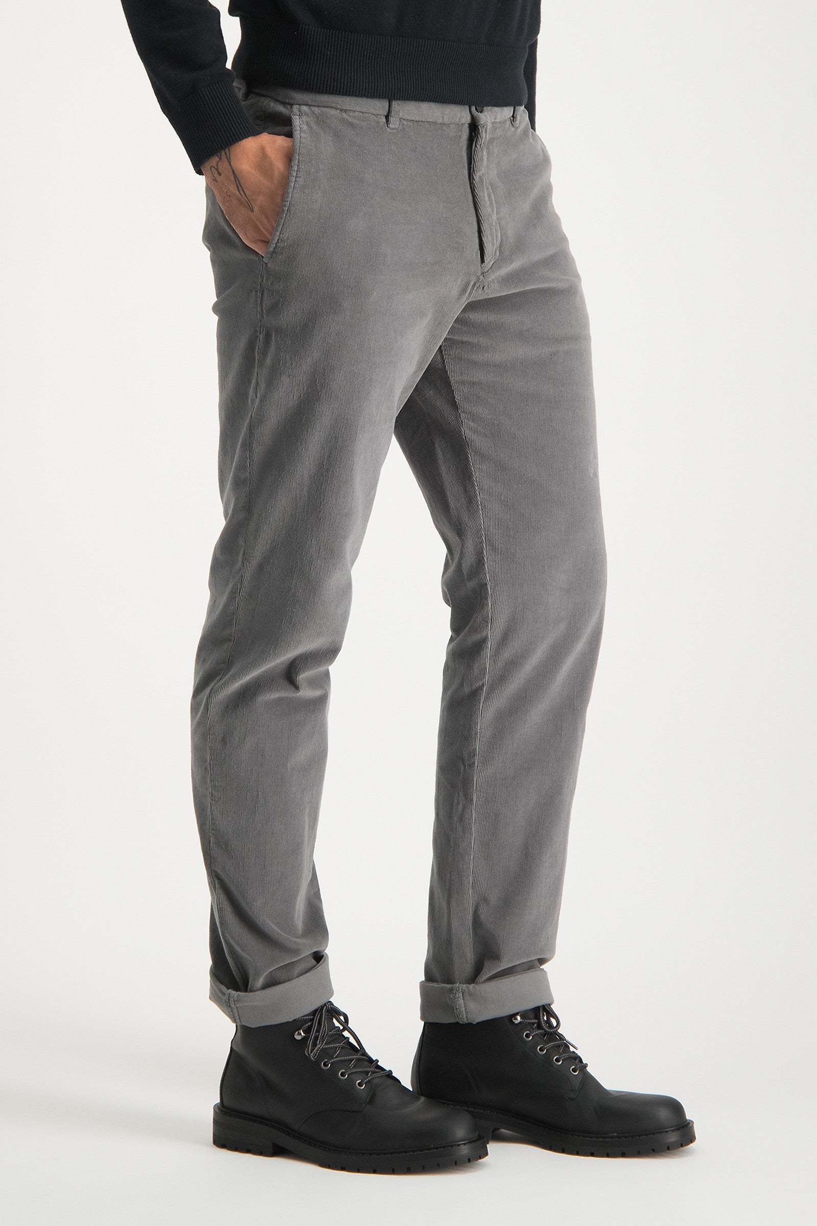 Mcgregor, Grey Garmet Dyed Slim Fit Chino With Fine Cord