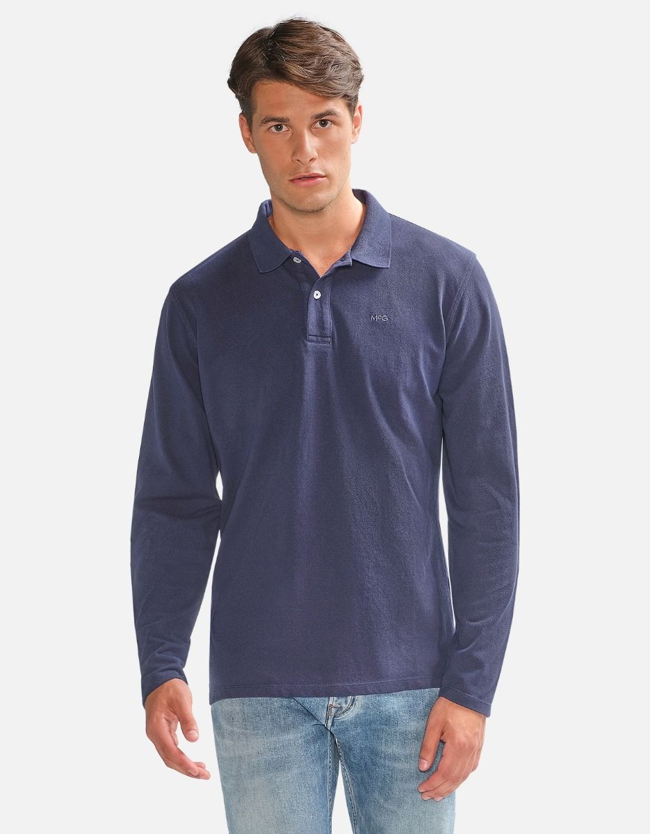 McGregor, Long Sleeves Pique Navy Polo Shirt