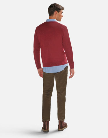 McGregor,  V-Neck Cotton/Merino Bordeaux Sweater