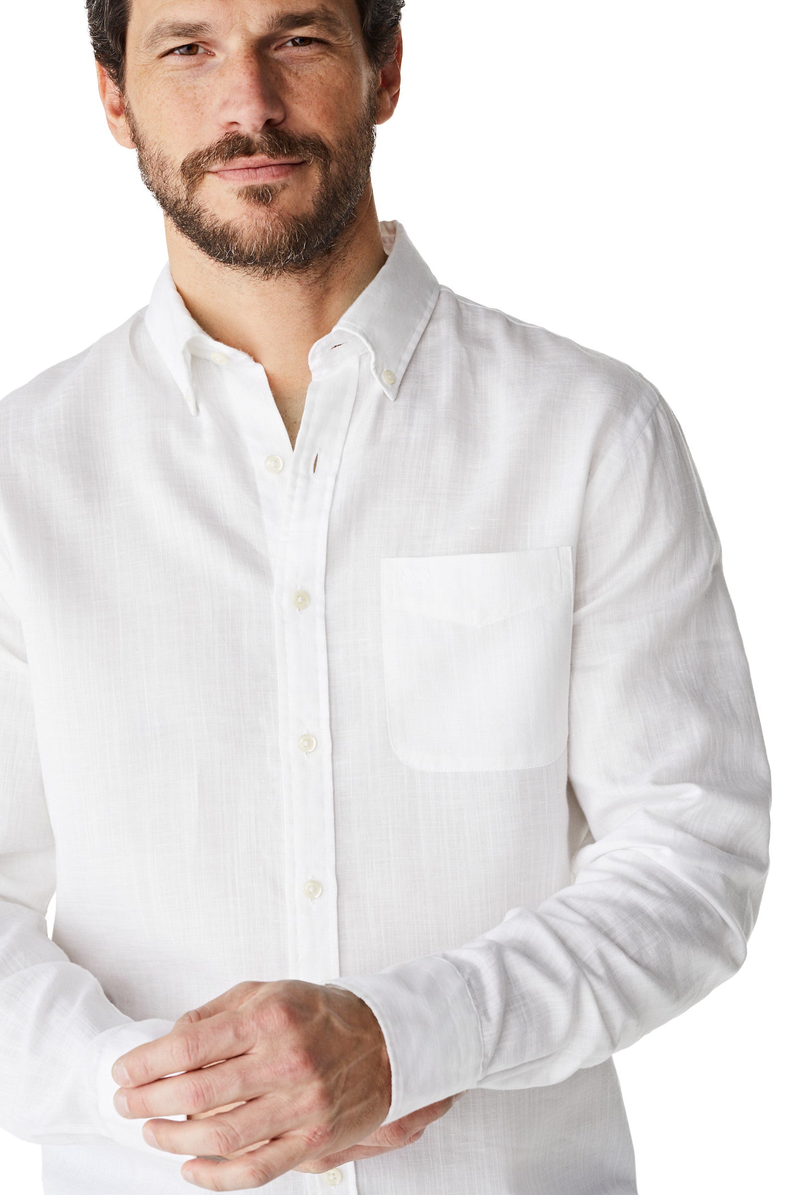 McGregor,White Regular Fit Shirt in Cotton Linen