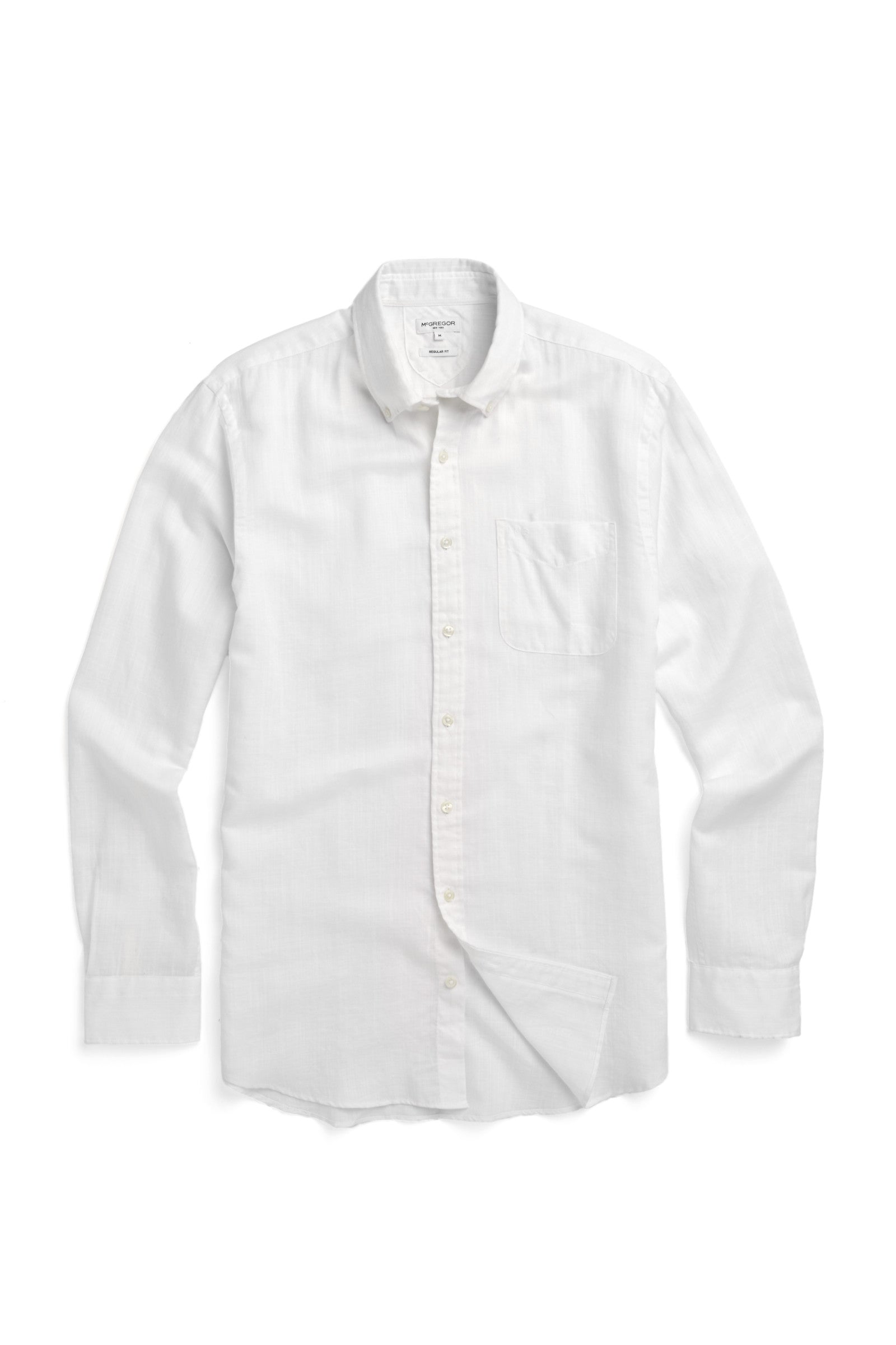 McGregor,White Regular Fit Shirt in Cotton Linen